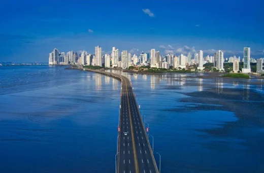 Aerial view of downtown Panama Pacific Coast