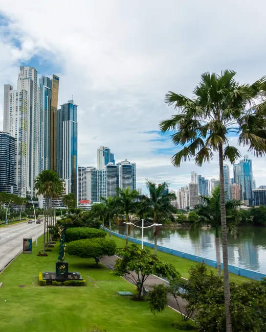 View of oceanfront real estate in Panama City