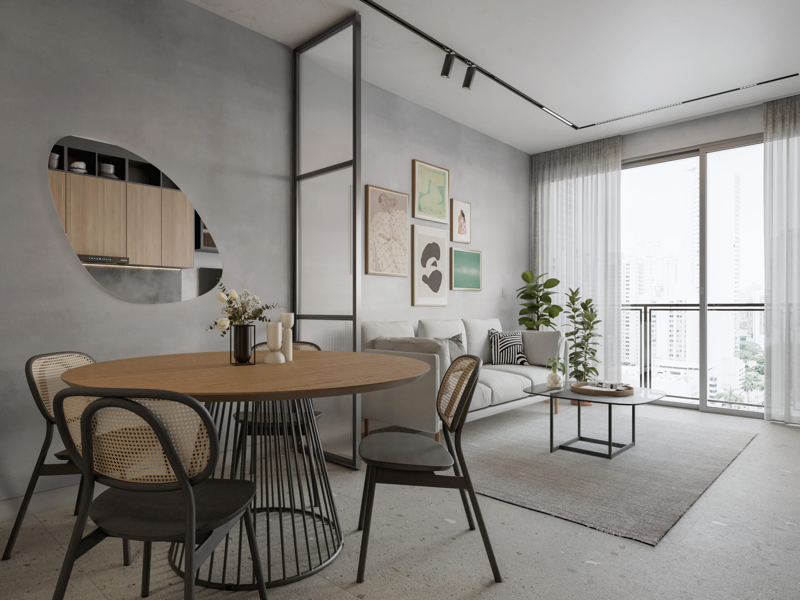 FLOW · 1BR + Den · 1BA · 51.5–54.5 m² — gallery image 4